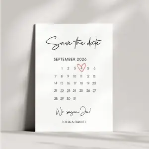 Save the Date Karte Kalender mit Herz