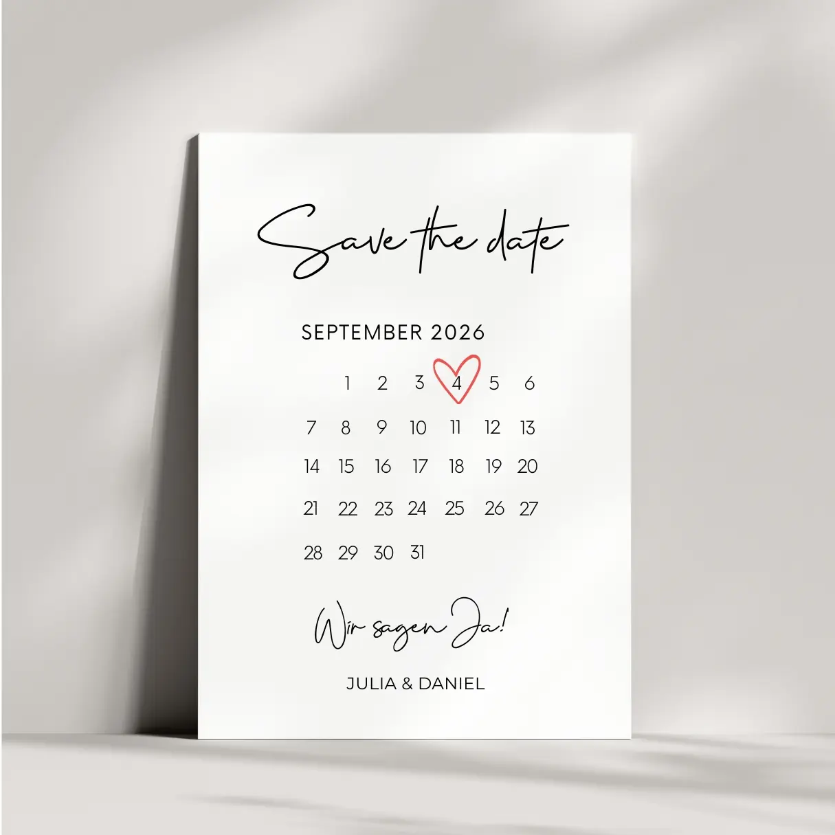 Save the Date Karte Kalender mit Herz