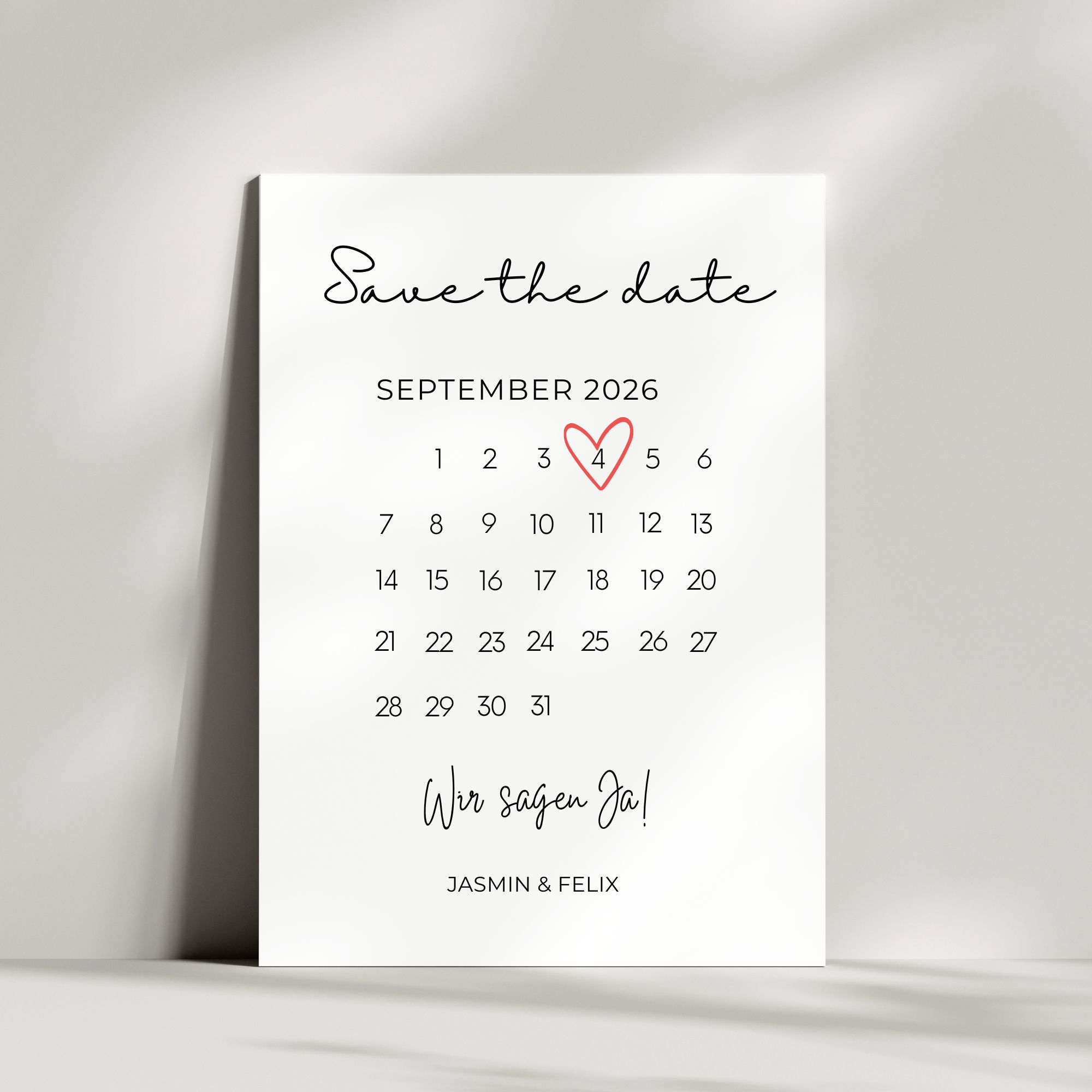 Save the Date Karte Kalender mit Herz