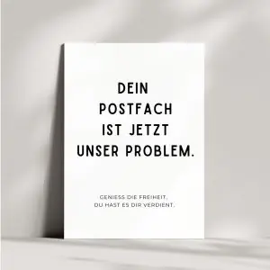 Witzige Abschiedskarte Geschenk für Kollegen | Dein Postfach ist jetzt unser Problem