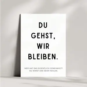 Lustige Abschiedskarte Geschenk für Kollegen | Du gehst, wir bleiben