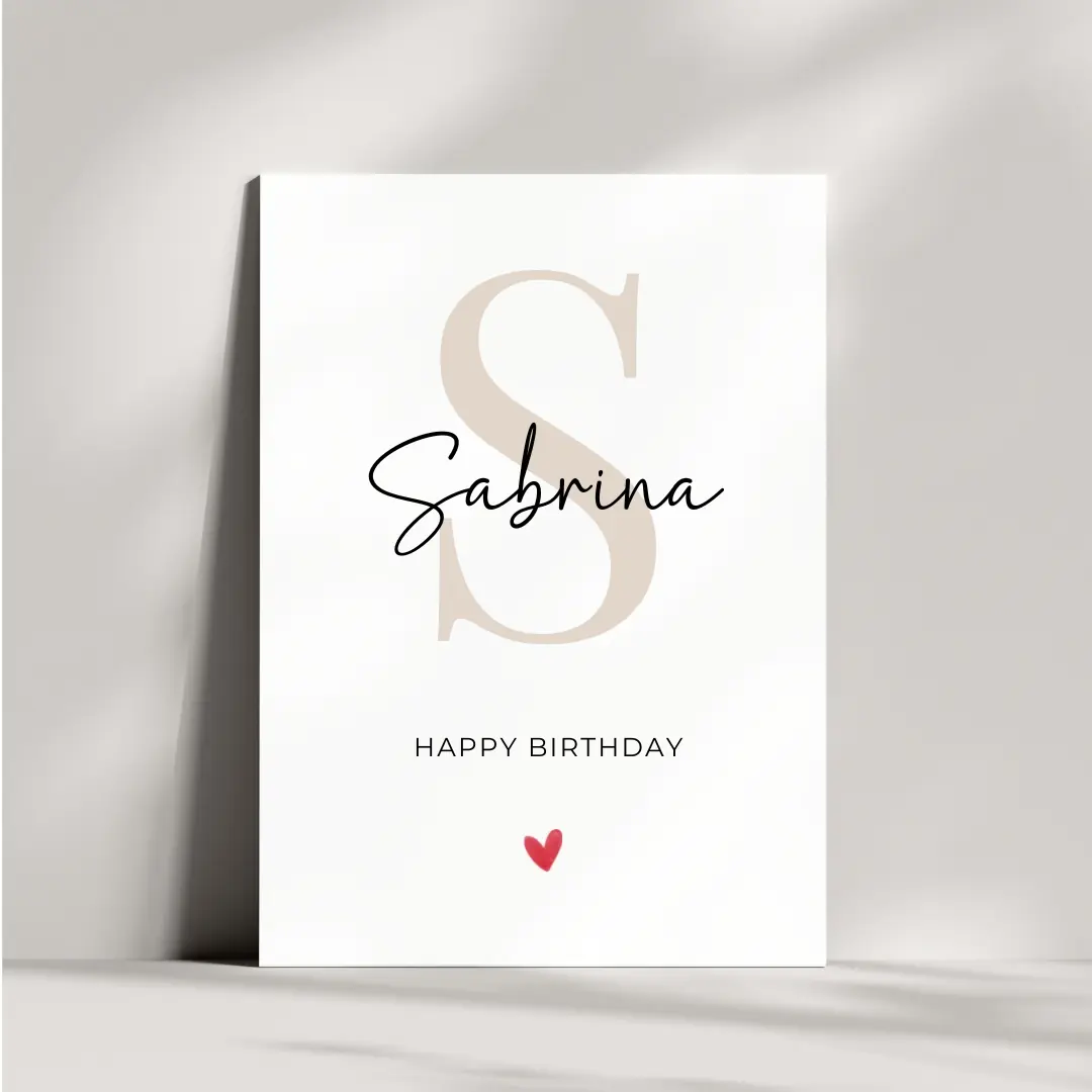 Personalisierte Geburtstagskarte mit Initiale und Name