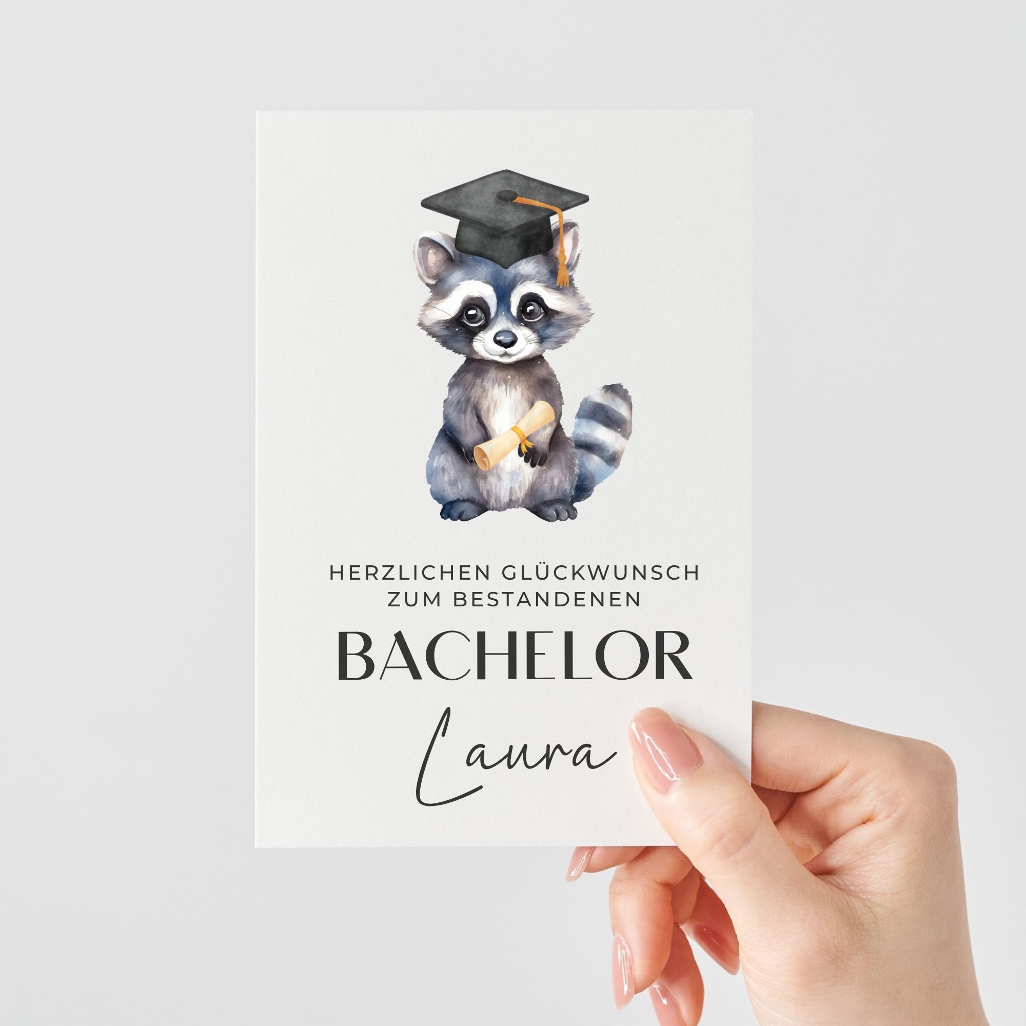 Glückwunschkarte zum Bachelor-Abschluss |  Waschbär