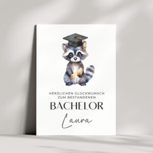 Glückwunschkarte zum Bachelor-Abschluss |  Waschbär