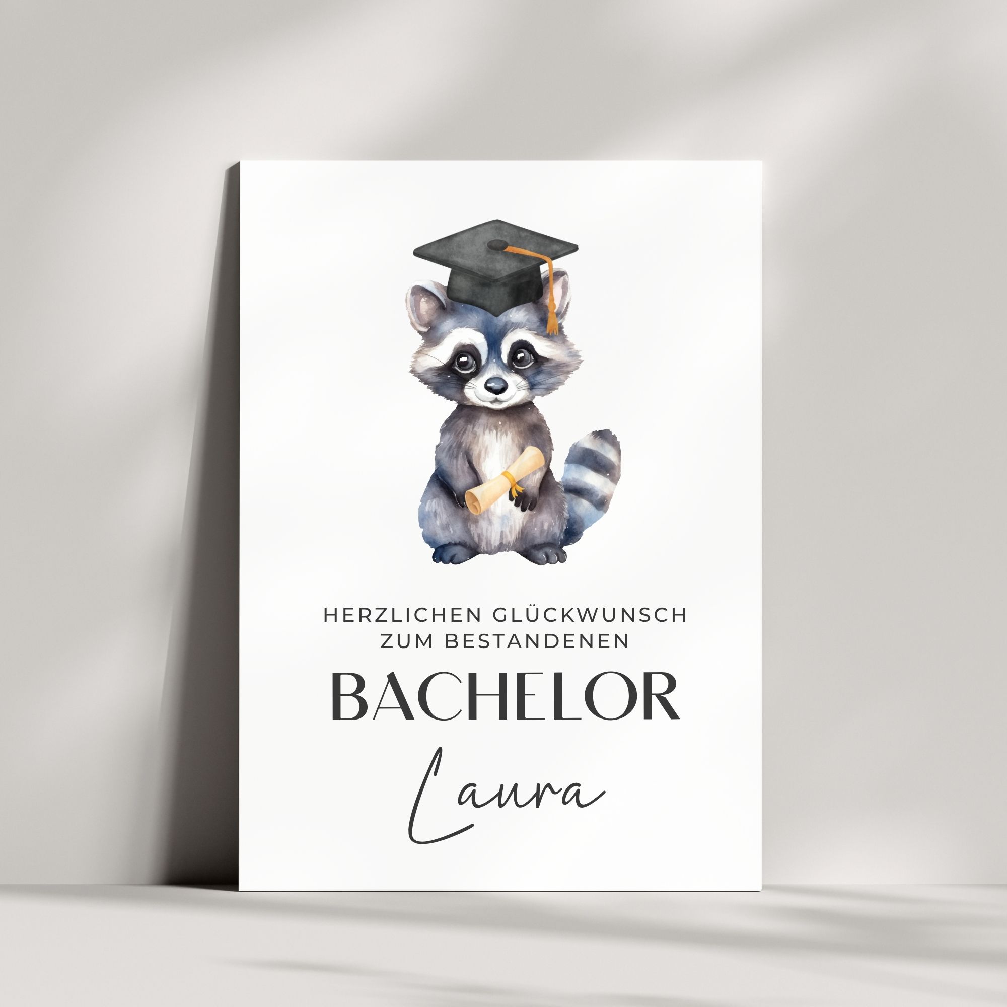 Glückwunschkarte zum Bachelor-Abschluss |  Waschbär