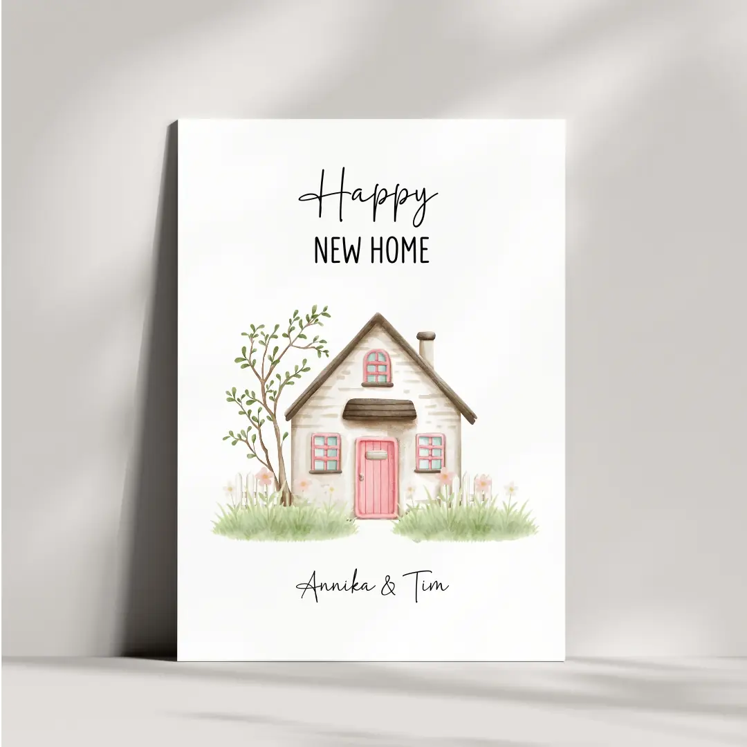 Personalisierte Karte zum Hauskauf | Happy new home