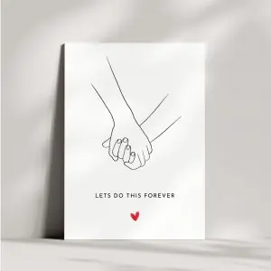 Liebeskarte mit Liebesspruch Händchen halten | Lets do this forever
