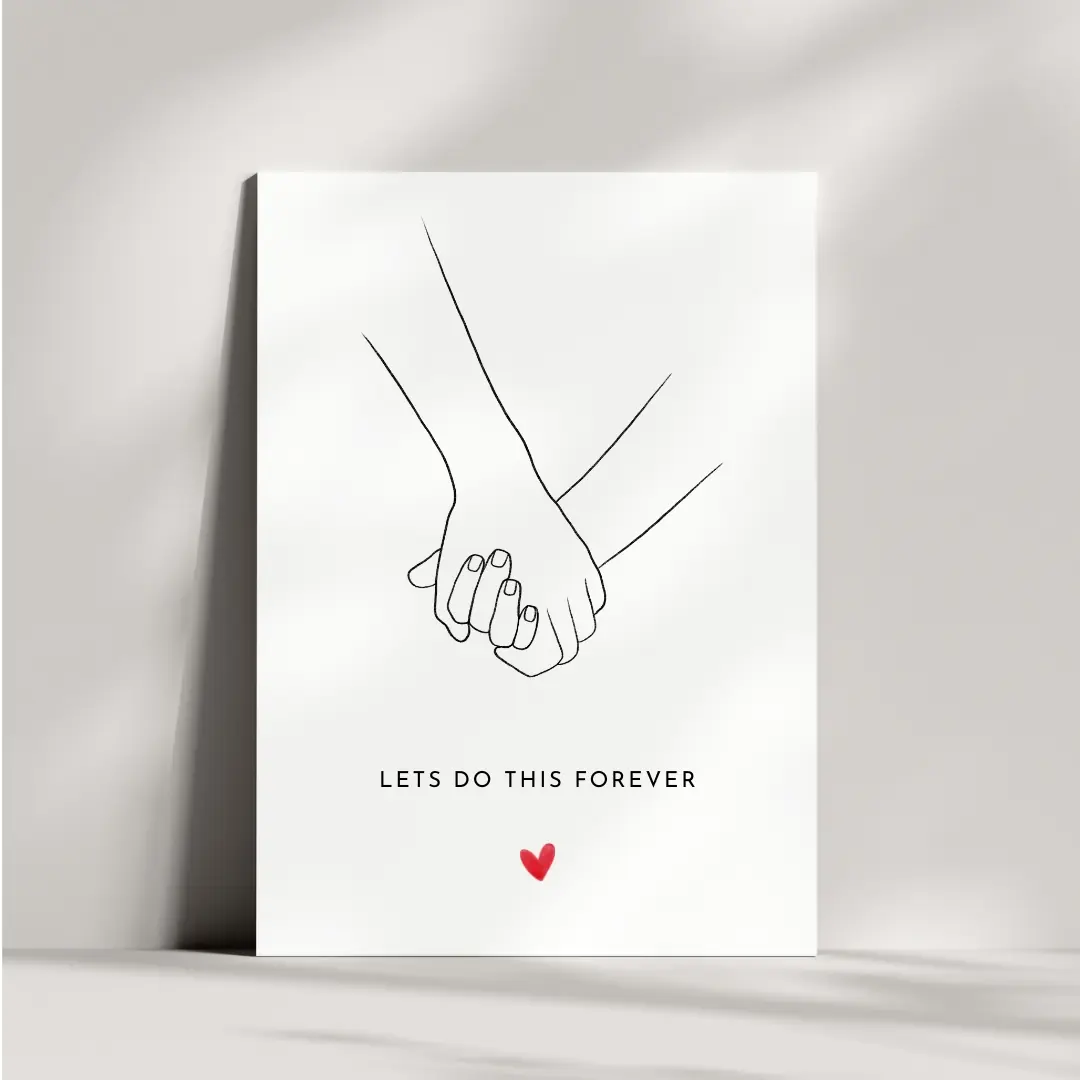 Liebeskarte mit Liebesspruch Händchen halten | Lets do this forever