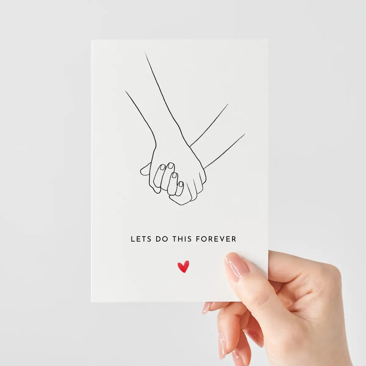 Liebeskarte mit Liebesspruch Händchen halten | Lets do this forever