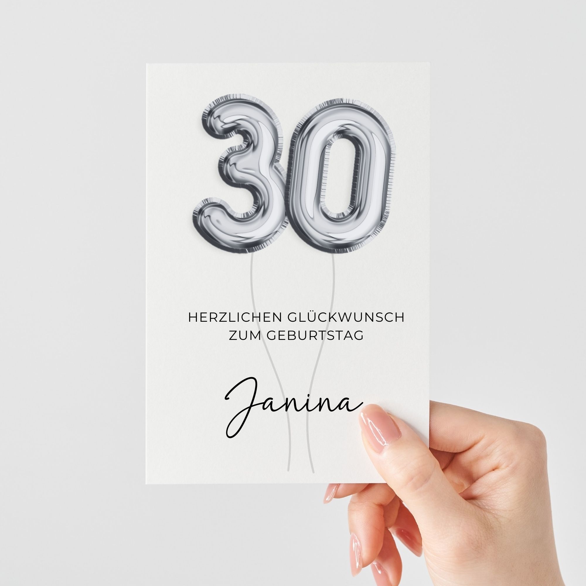 Personalisierte Geburtstagskarte Zahlenballons | Wunschname & Wunschalter