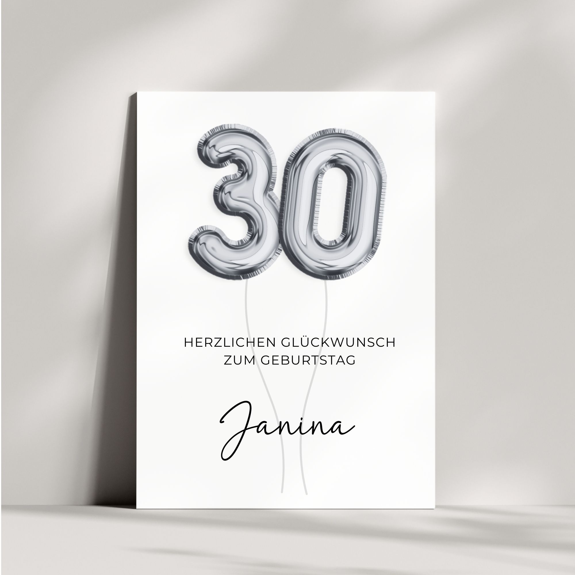 Personalisierte Geburtstagskarte Zahlenballons | Wunschname & Wunschalter