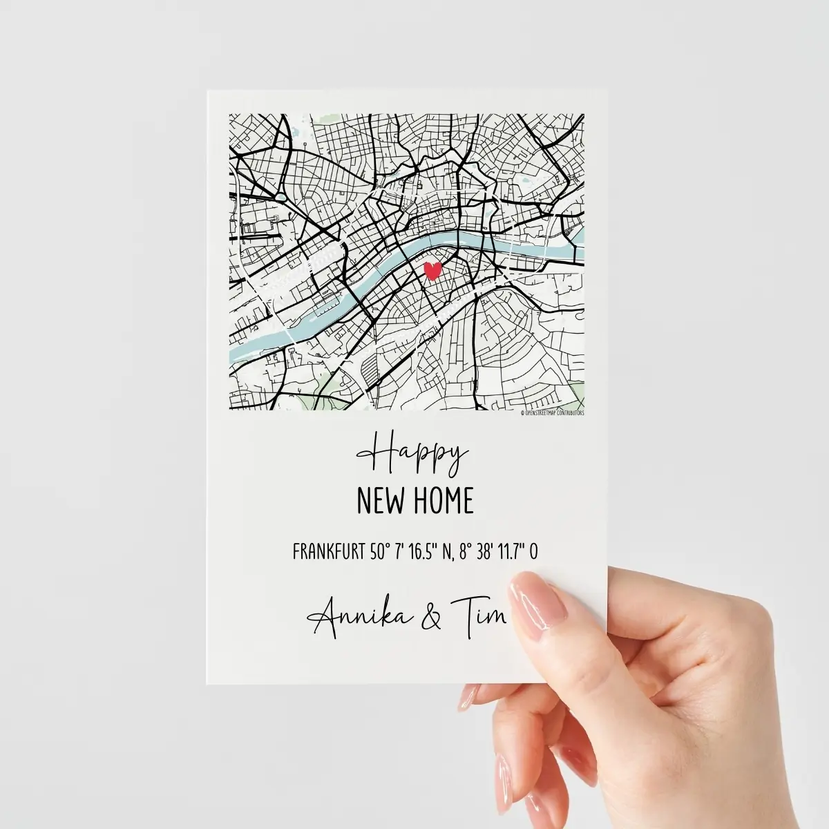 Personalisierte Karte zum Einzug | Stadtplan mit Koordinaten