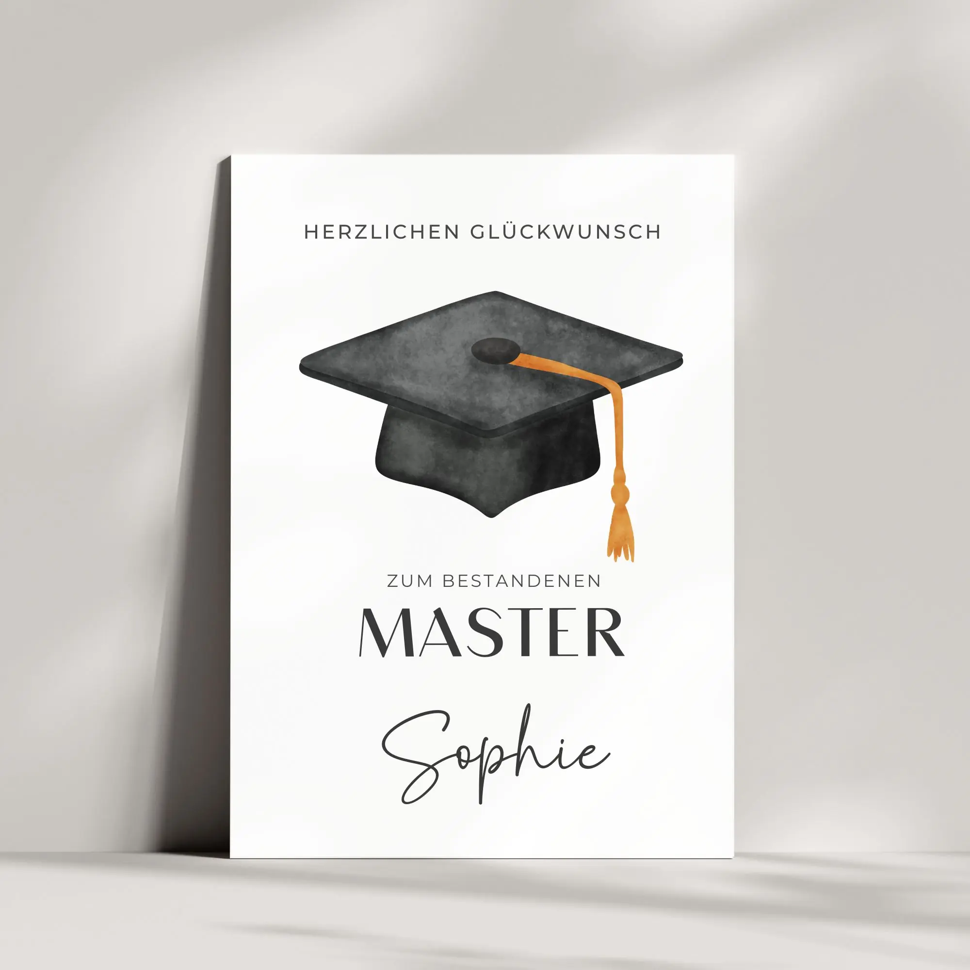Glückwunschkarte zum Master – Personalisiert mit Wunschnamen | Absolventenhut