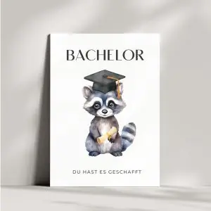 Glückwunschkarte zum Bachelor-Abschluss |  Waschbär