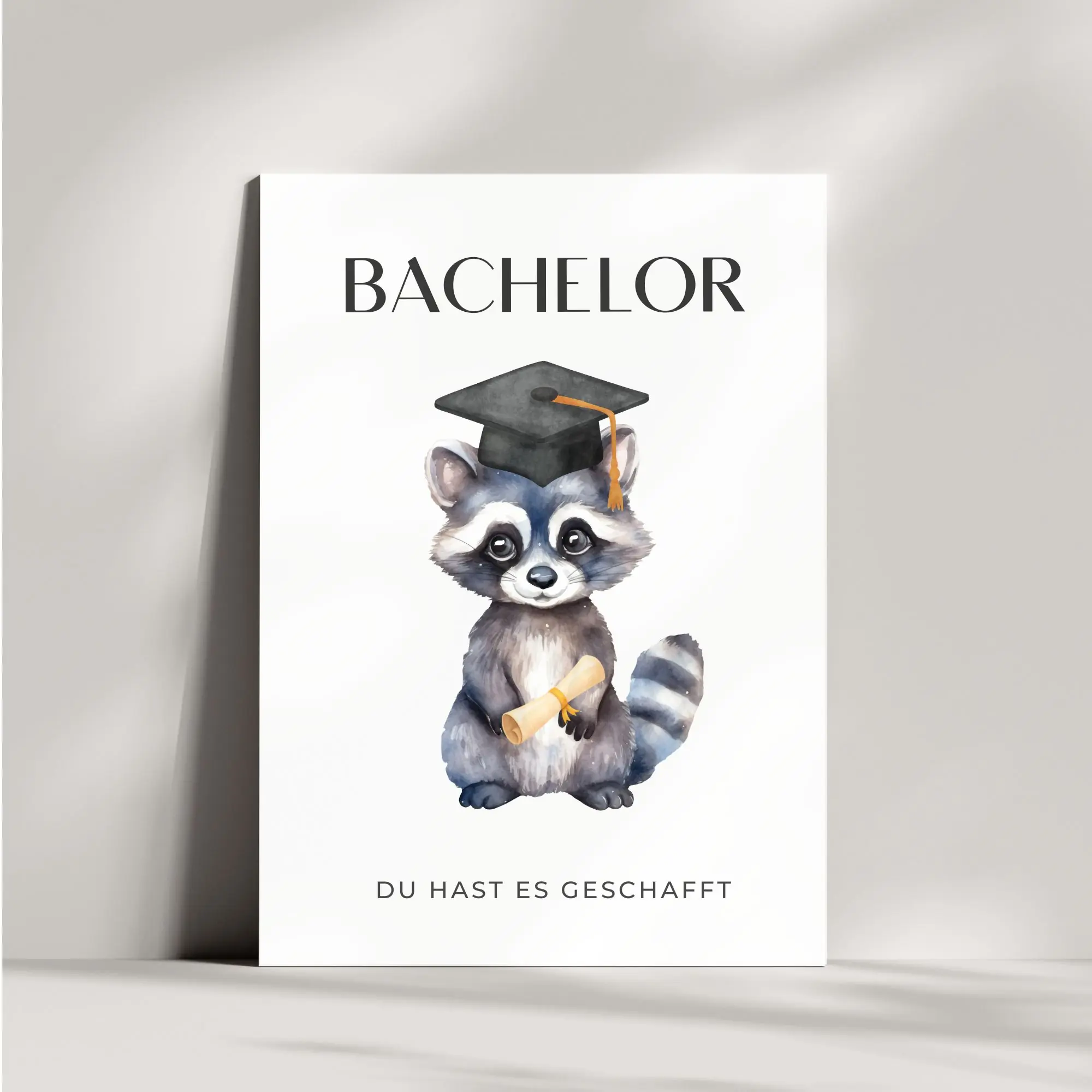 Glückwunschkarte zum Bachelor-Abschluss | Waschbär