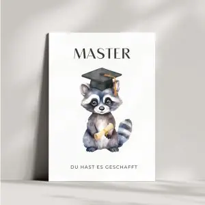 Glückwunschkarte zum Master-Abschluss |  Waschbär