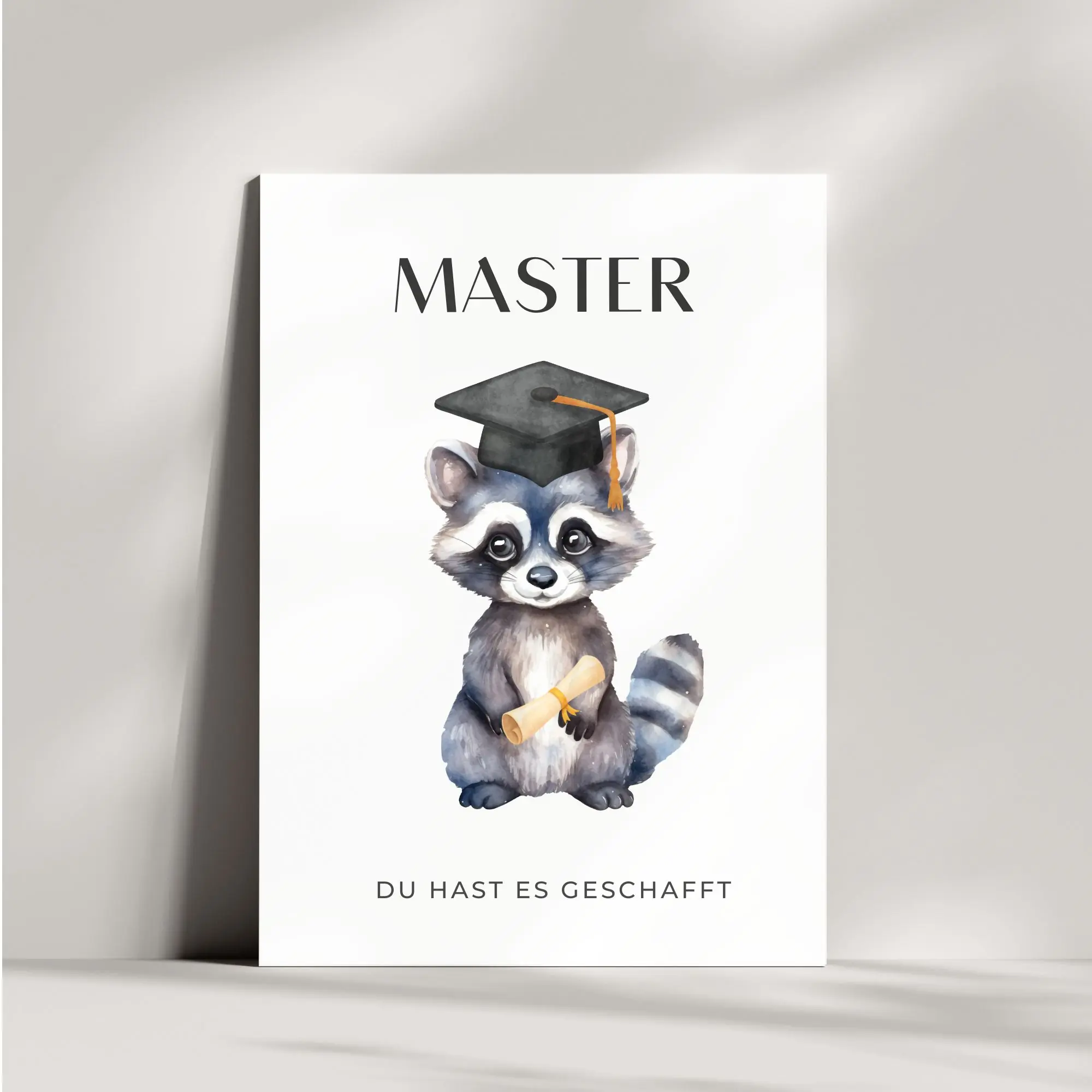Glückwunschkarte zum Master-Abschluss | Waschbär
