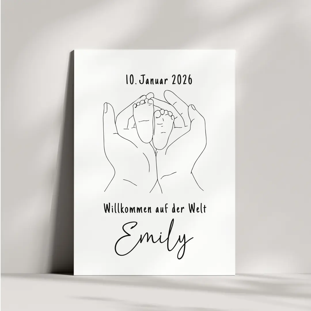 Personalisierte Karte zur Geburt | Babyfüße