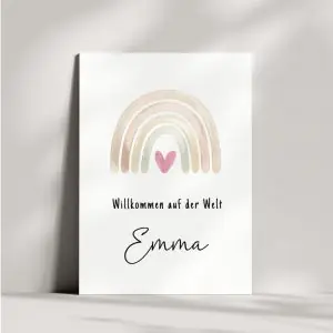 Personalisierte Karte zur Geburt | Regenbogen