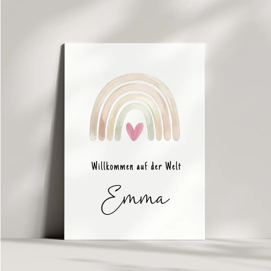 Personalisierte Karte zur Geburt | Regenbogen
