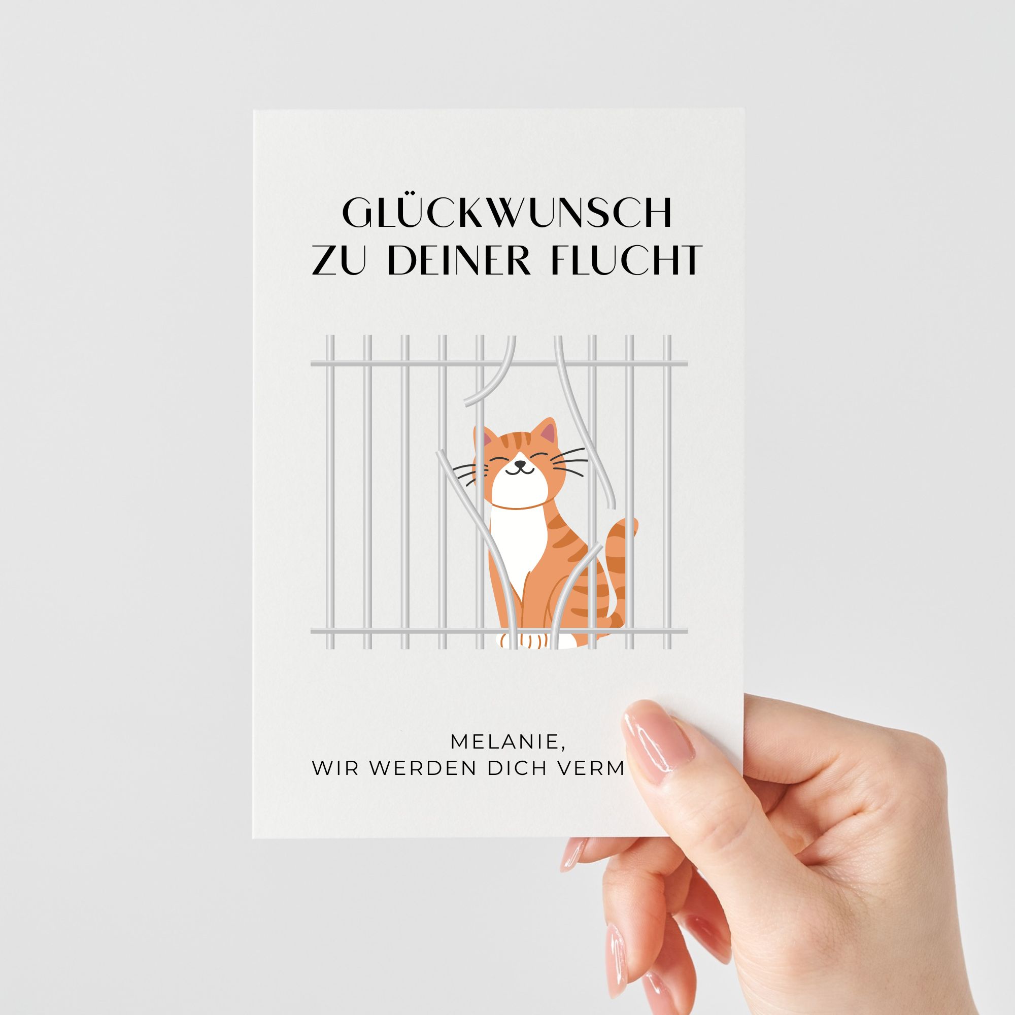 Personalisierte lustige Abschiedskarte für Kollegen | Glückwunsch zu deiner Flucht