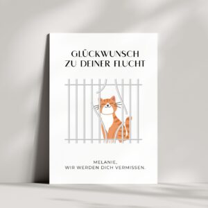 Personalisierte lustige Abschiedskarte für Kollegen | Glückwunsch zu deiner Flucht