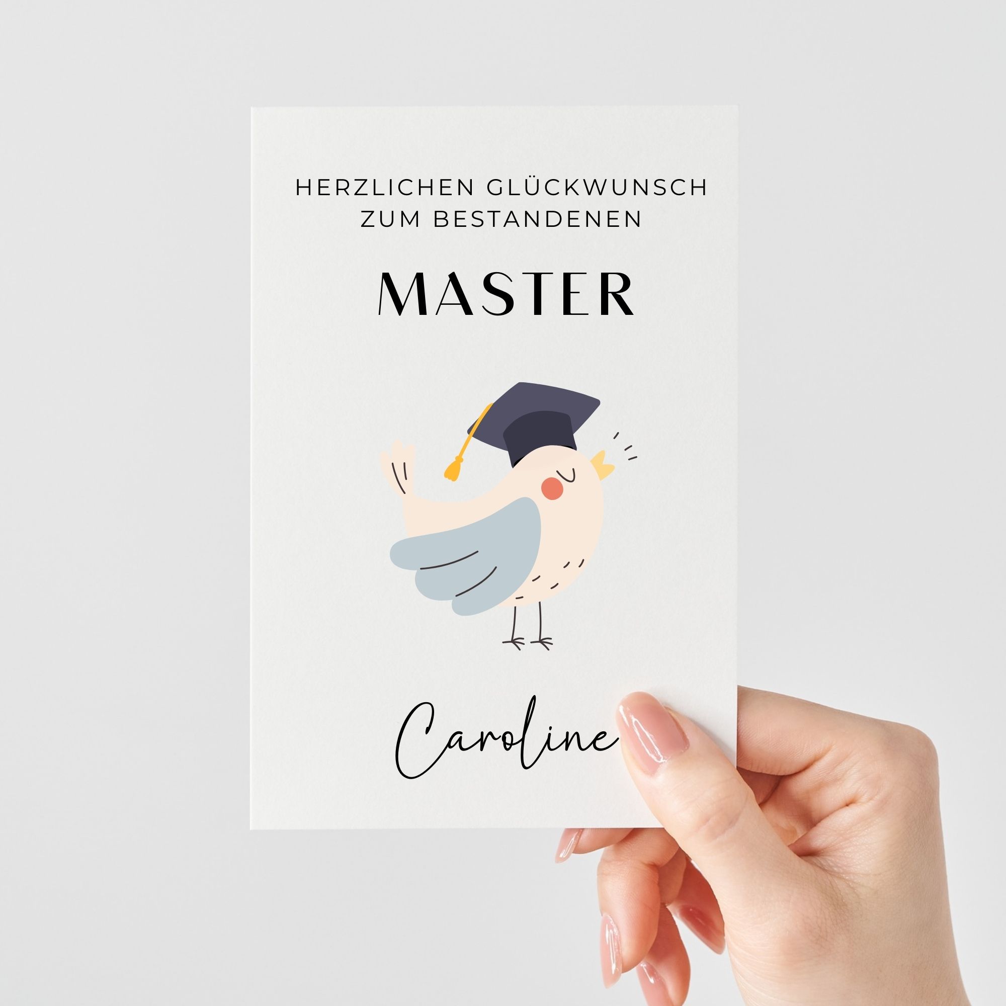 Personalisierte Glückwunschkarte zum Master | Süßer Vogel