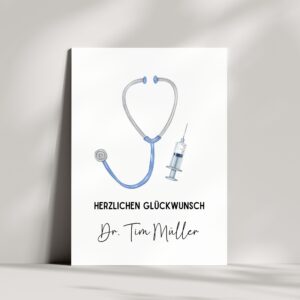 Personalisierte Glückwunschkarte zum Doktor | Wunschname mit Titel