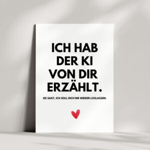 Lustige Liebeskarte mit Spruch | Ich hab der KI von dir erzählt