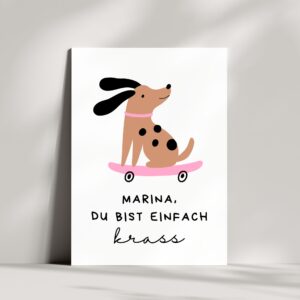 Glückwunschkarte | Hund auf Skateboard