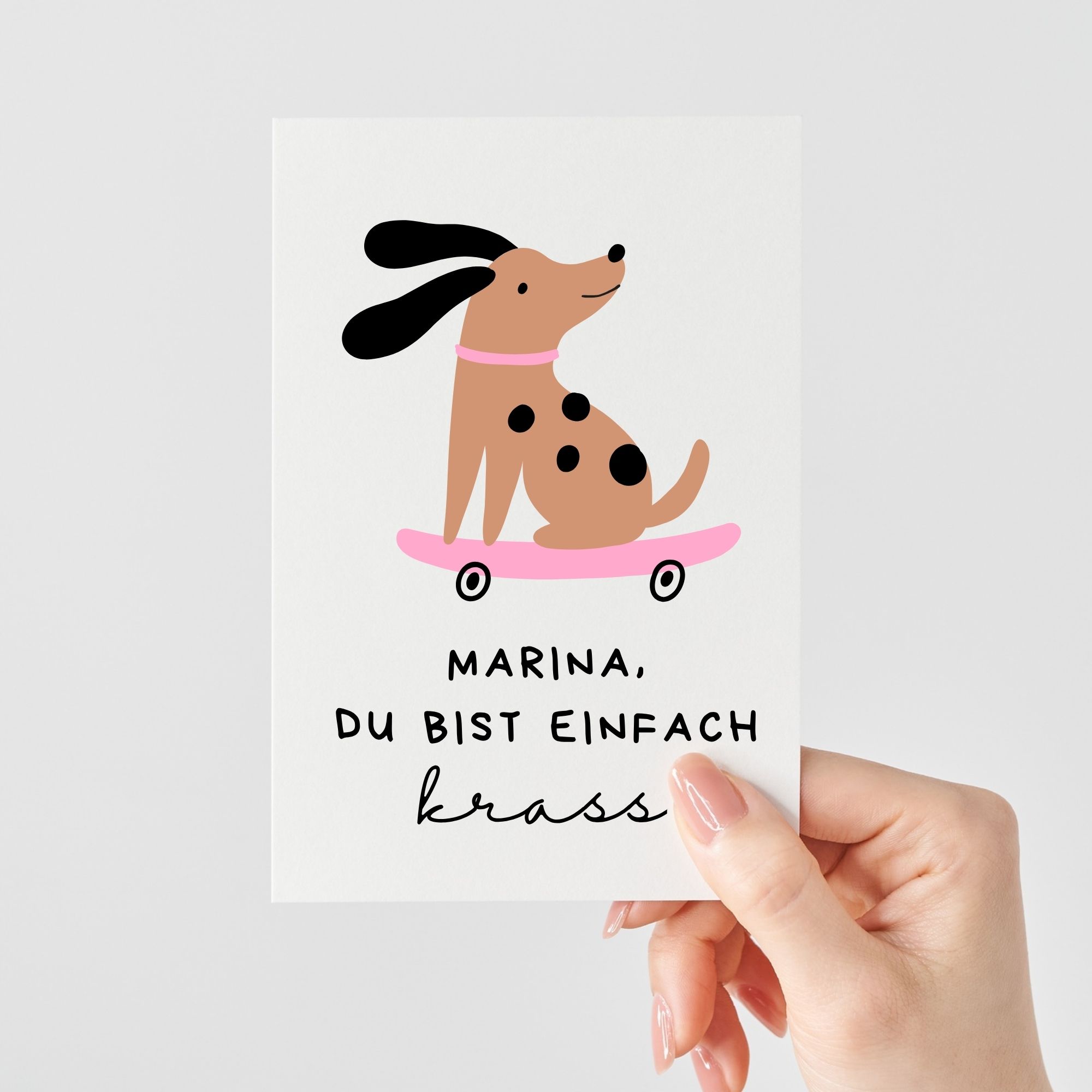 Glückwunschkarte | Hund auf Skateboard