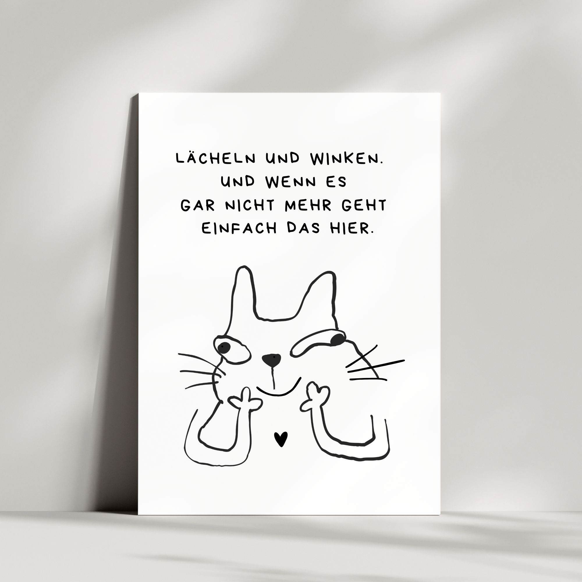 Lustige Grußkarte Katze Mittelfinger | Lächeln und Winken