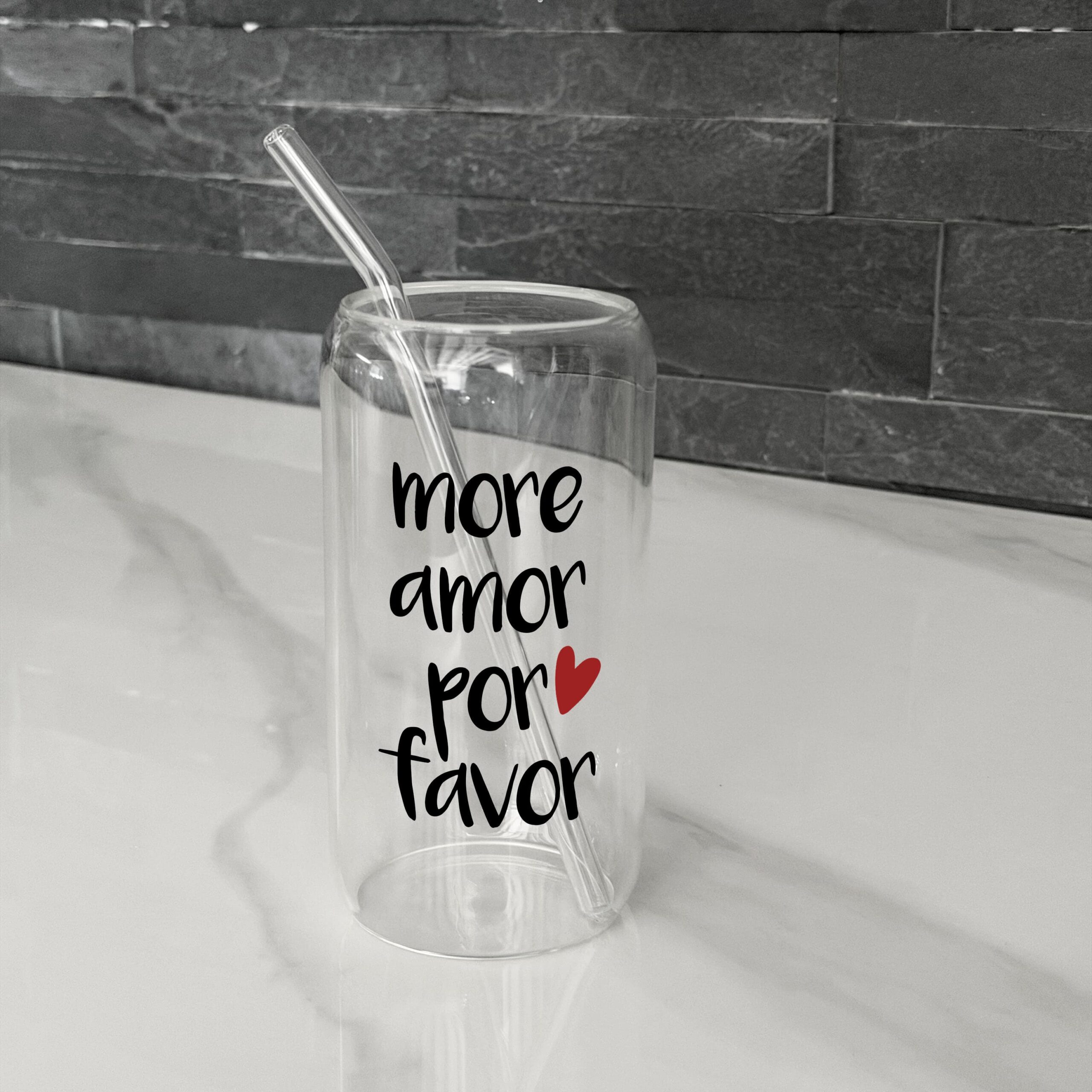 Trinkglas inkl. Glashalm | More amor por favor
