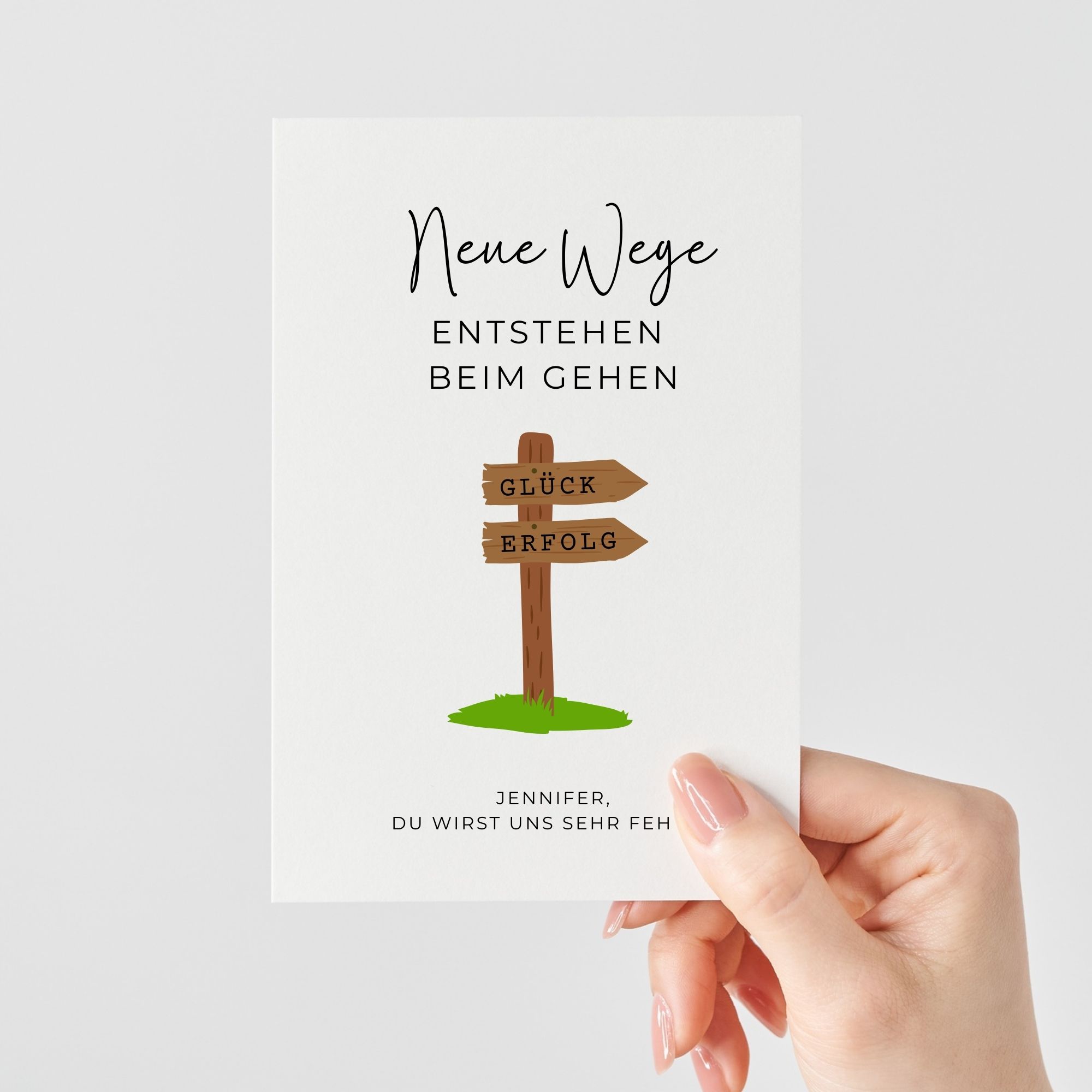 Personalisierte Abschiedskarte für Neuanfänge | Wegweiser
