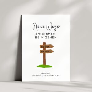 Personalisierte Abschiedskarte für Neuanfänge | Wegweiser