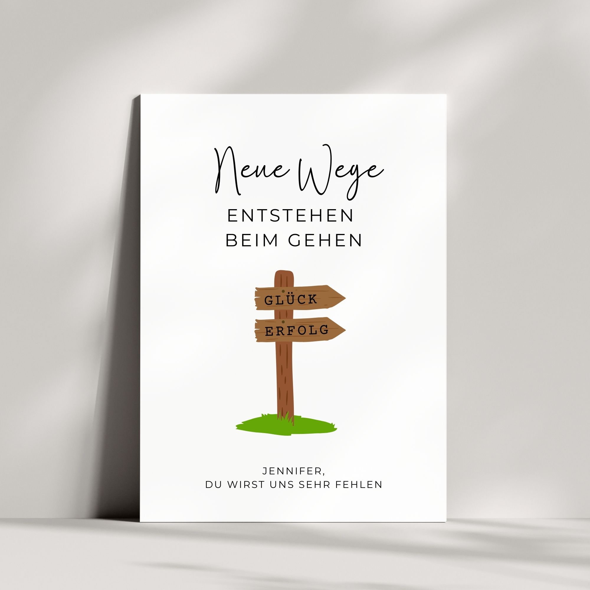 Personalisierte Abschiedskarte für Neuanfänge | Wegweiser