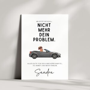 Süße und lustige Abschiedskarte Geschenk für Kollegen | Ab jetzt offiziell nicht mehr dein Problem