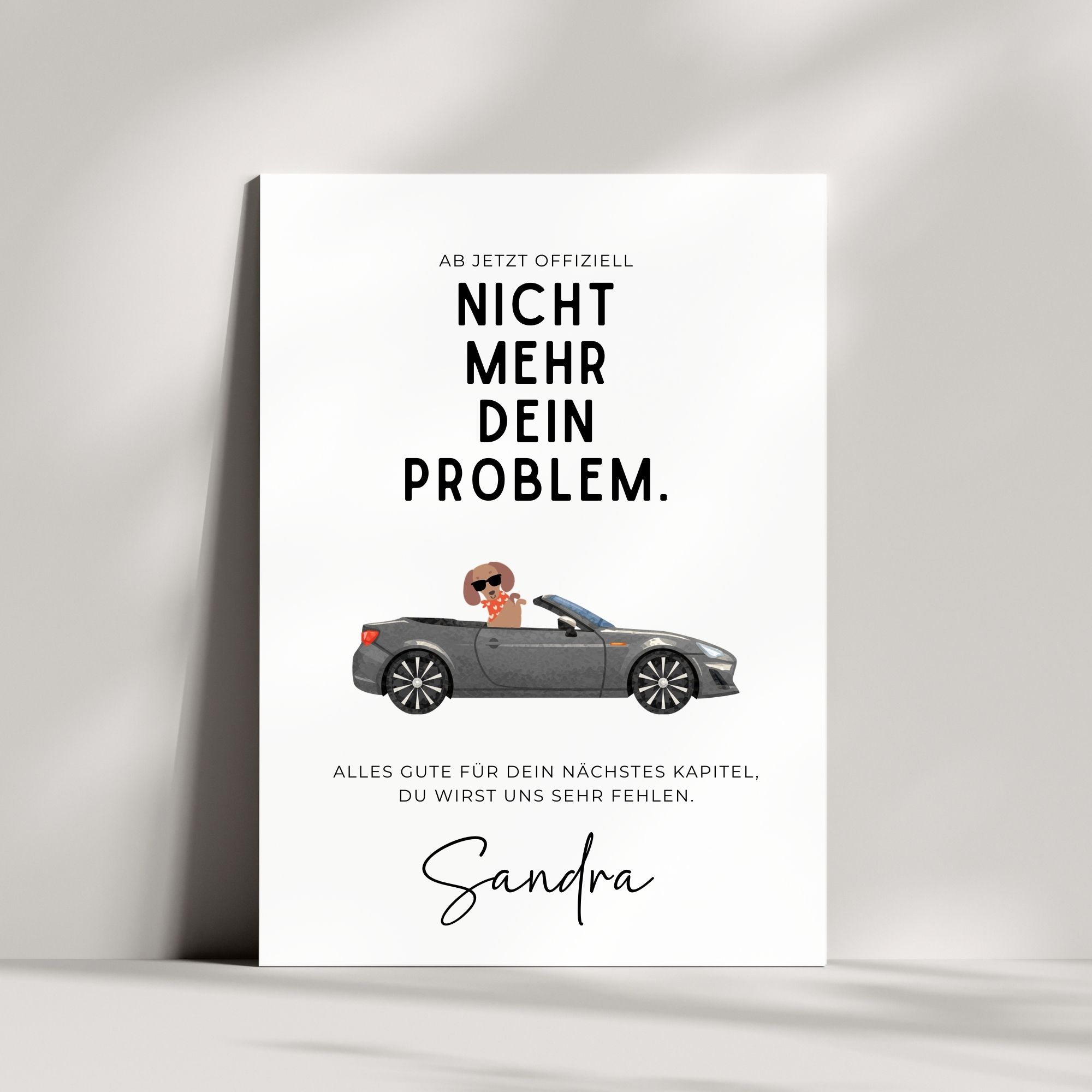 Süße und lustige Abschiedskarte Geschenk für Kollegen | Ab jetzt offiziell nicht mehr dein Problem
