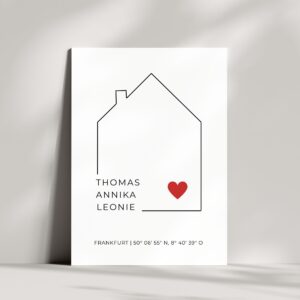 Personalisierte Karte zum Hauskauf | mit Koordinaten