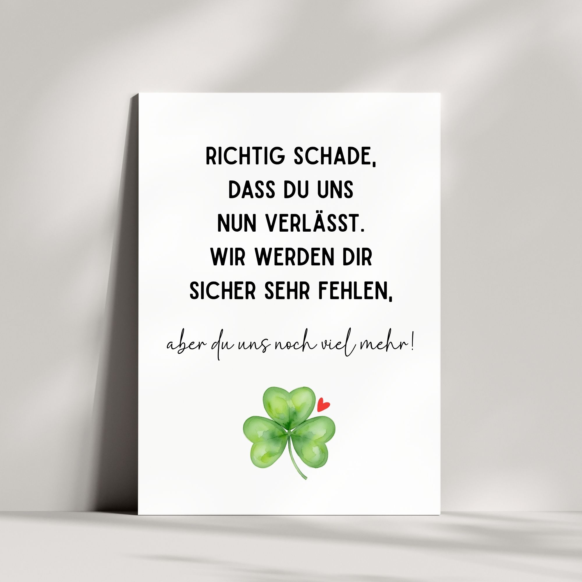 Lustige Abschiedskarte Geschenk für Kollegen | Richtig schade, dass du gehst