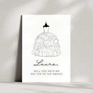 Personalisierte Brautkleid Karte Frage | Will you help me say yes to the dress?