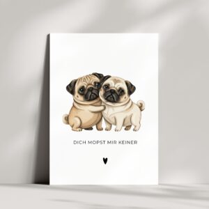 Süße Mops-Grußkarte | Dich mopst mir keiner 🐶