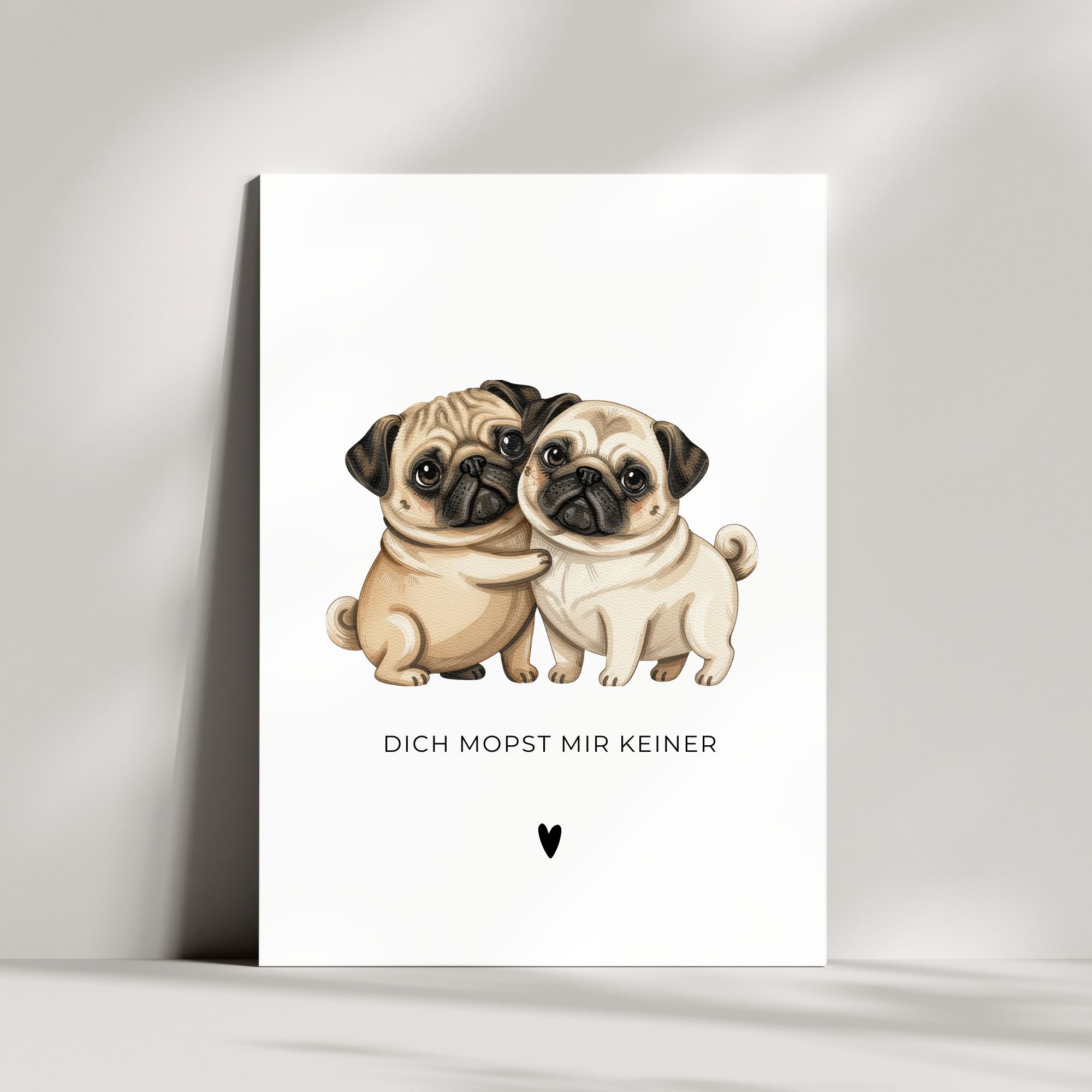 Süße Mops-Grußkarte | Dich mopst mir keiner 🐶
