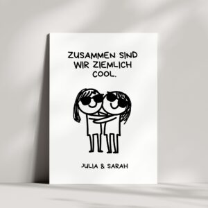 Personalisierte Freundschaftskarte für Beste Freundin | Zusammen sind wir ziemlich cool